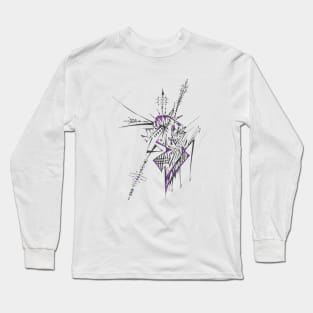 Eclectic Unique Purple Black White Colorful Abstract Art Long Sleeve T-Shirt